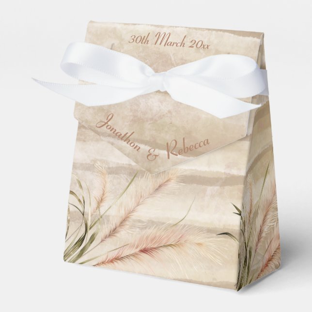 Boho rustic Pampas Grass Wedding Favor Box Presentaskar (Framsidan Sidan)