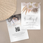 Boho Rustic Pampas Script QR-kodfoto Bröllop Inbjudningar<br><div class="desc">Boho Rustic Pampas Script QR Code Photo Bröllop. Om du lägger till din QR-kod på din bröllop-webbplats på baksidan blir det här ett bekvämt alternativ för dina gäster till OSAN och du kan se alla detaljer utan att du behöver separata OSAS- och informationskort. Din QR-kod genereras automatiskt när du ändrar...</div>