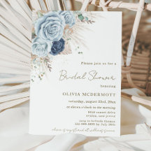 Boho Rustic Pampas Soft Blue Blommigt Möhippa