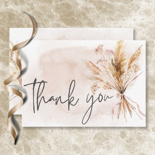 Boho Rustic Pampas & Torkad gräs Bouquet Bröllop Tack Kort