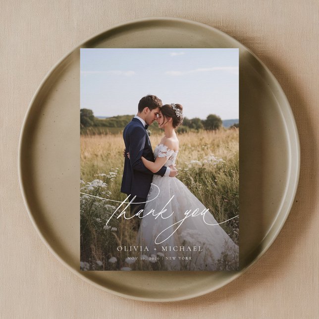 Boho Rustic Photo Bröllop Tack Kort (Skapare uppladdad)