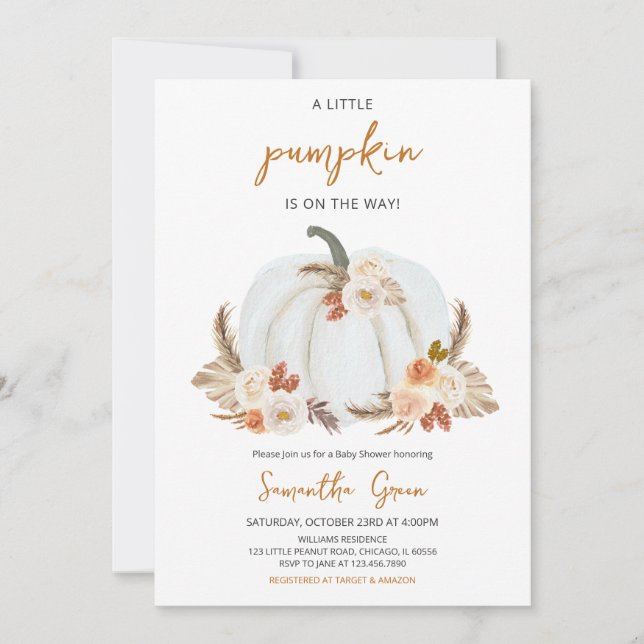Boho Rustic Pumpkin Baby Shower Inbjudningar (Framsida)