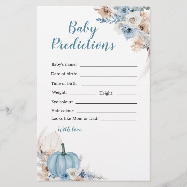 Boho Rustic Pumpkin Fall Baby Predictions (Framsida)