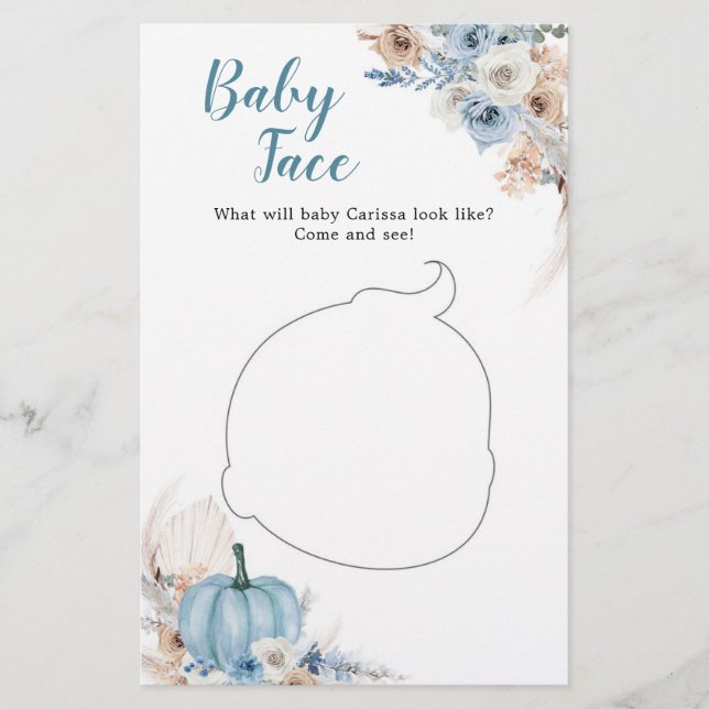 Boho Rustic Pumpkin Fall Baby Shower Baby Ansikte (Framsida)