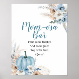 Boho Rustic Pumpkin Fall Baby Shower Mimosa Pub Poster