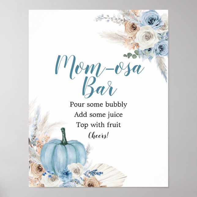 Boho Rustic Pumpkin Fall Baby Shower Mimosa Pub Poster (Framsidan)