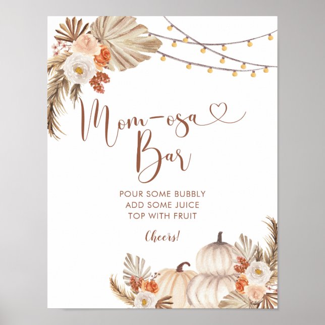 Boho Rustic Pumpkin Fall i Kärlek Mamma-osa Pub Poster (Framsidan)