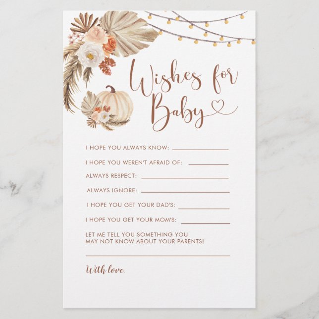 Boho Rustic Pumpkin Fall i Kärlek Önskemål för Bab (Framsida)