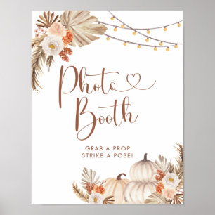 Boho Rustic Pumpkin Fall i Kärlek Photo Booth Sign Poster