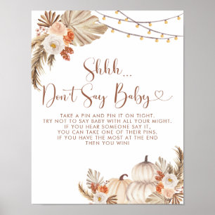 Boho Rustic Pumpkin Fall i Kärlek Säg inte Baby Poster