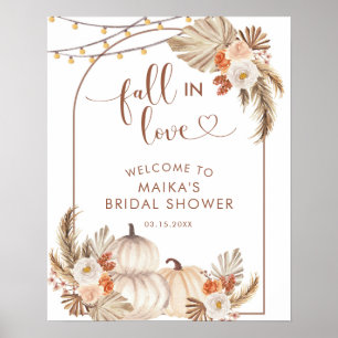 Boho Rustic Pumpkin Fall i Kärlek Välkomstskylt Poster