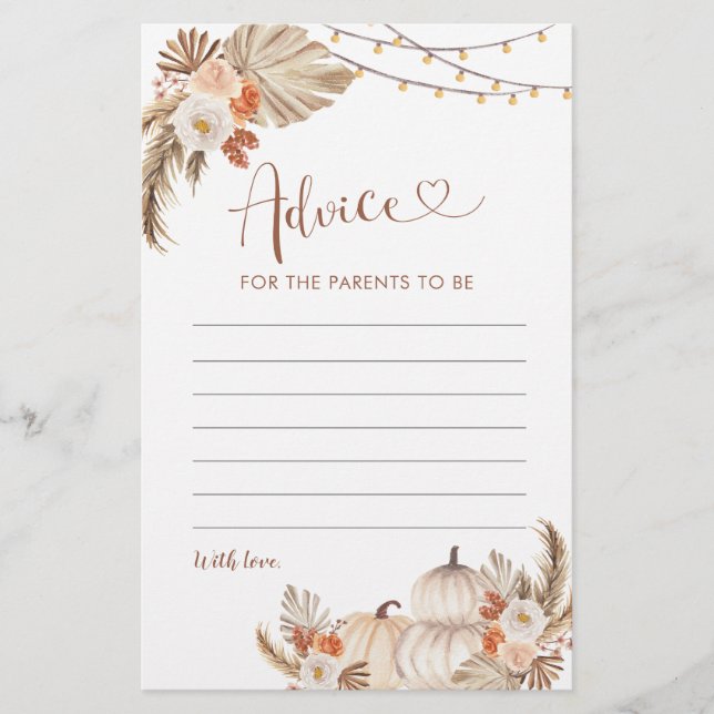 Boho Rustic Pumpkin Fall in Kärlek Advice for Pare (Framsida)