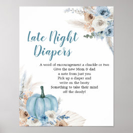 Boho Rustic Pumpkin Fall Late Natt Diaper Poster