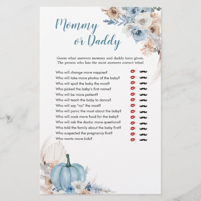 Boho Rustic Pumpkin Fall Mamma eller pappa Games (Framsida)