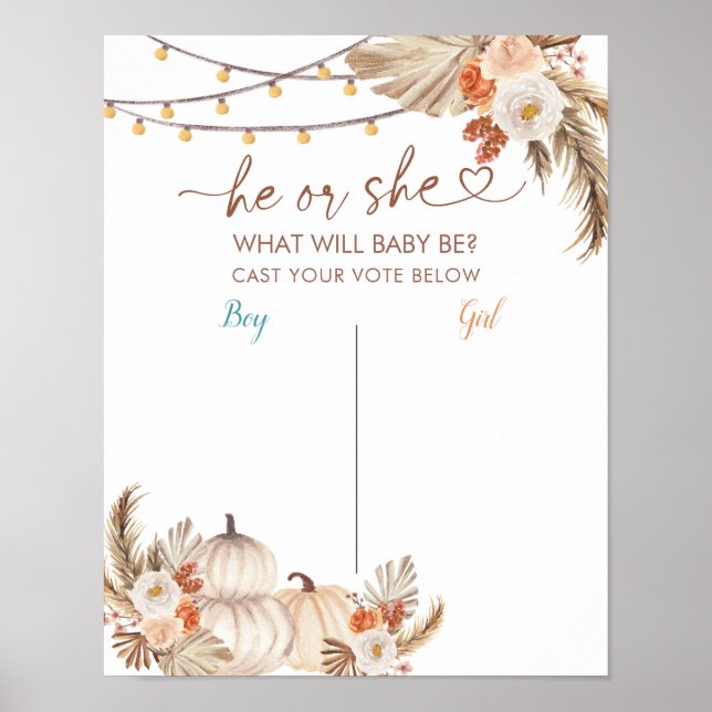 Boho Rustic Pumpkin Fall Voting Board Poster (Framsidan)