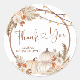 Boho Rustic Pumpkin Höst Förälskad Tack Sticker Runt Klistermärke