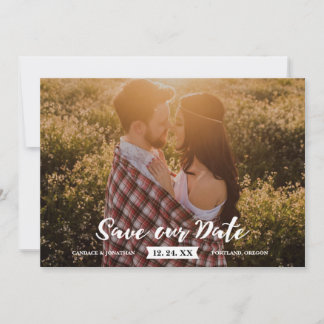 Boho Rustic Push Script Photo Save Date Spara Datumet