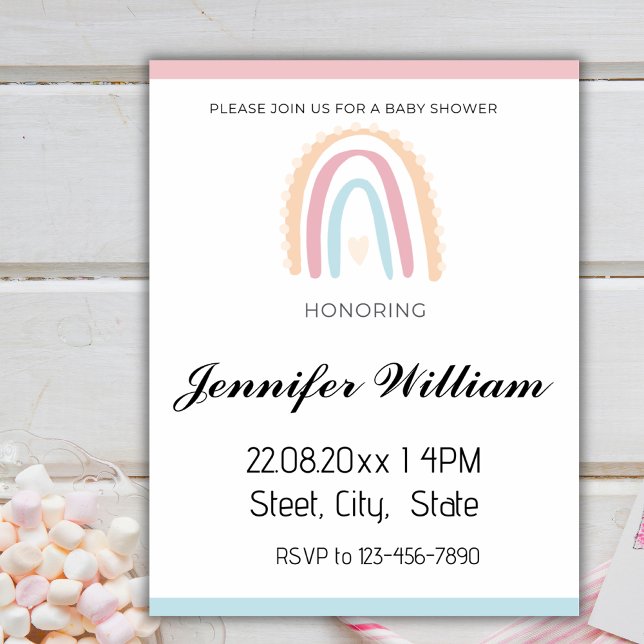 Boho Rustic Rainbow Gender Neutral Baby Shower Inbjudningar (Skapare uppladdad)