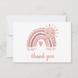 Boho Rustic Rainbow & Sol Baby Shower for Girl Tack Kort