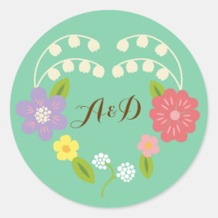 Boho Rustic Romantic Blommigt Utandning Runt Klistermärke
