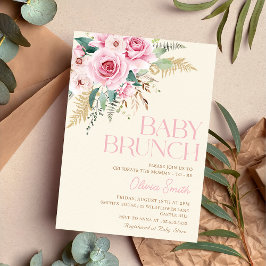 Boho Rustic Rosa Blommigt Baby Brunch Baby Shower Inbjudningar