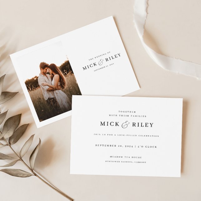 Boho Rustic Script Photo Budget Bröllop Inbjudningar (Skapare uppladdad)