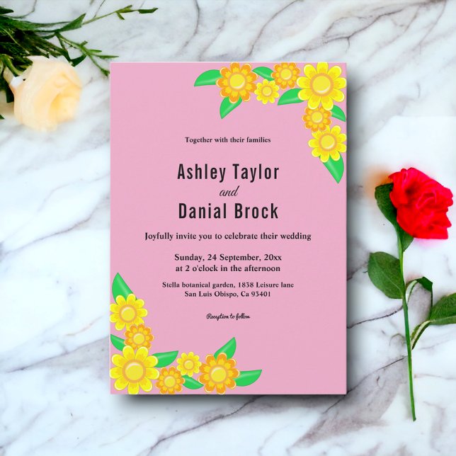 Boho Rustic Solros  Blommigten Bröllop Inbjudningar (Skapare uppladdad)