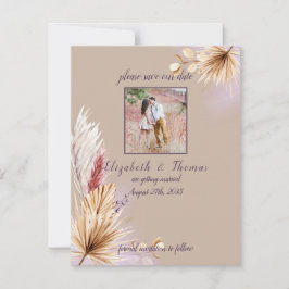 Boho Rustic Sommar Pampas Gräs Bröllop Spara Datumet