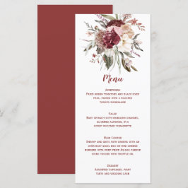 Boho Rustic Terracotta Peach Marsala Bröllop Menu Meny