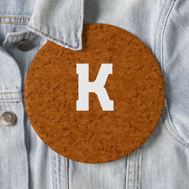 Boho Rustic Textured Wood-brun personlig Knapp (In Situ)