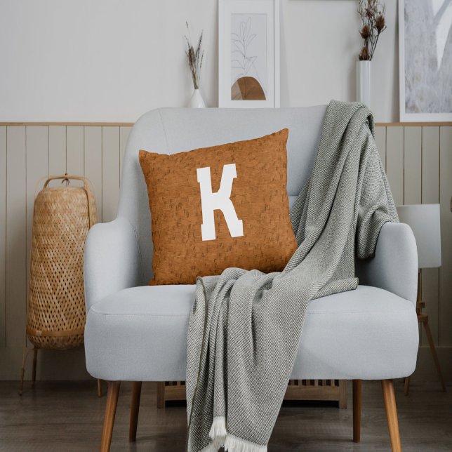 Boho Rustic Textured Wood-brun personlig Kudde (Skapare uppladdad)