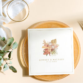 Boho Rustic Torkad Blommigt Handflatan Löv Bröllop Pappersservett