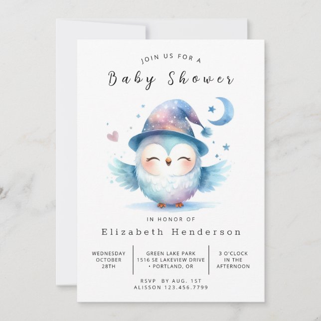 Boho Rustic Uggla Baby Shower Inbjudningar (Framsida)