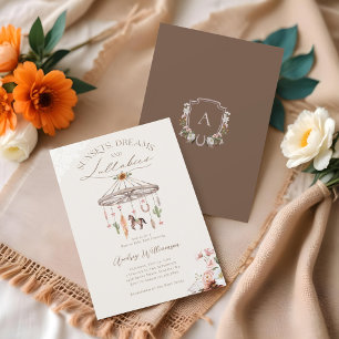 Boho Rustic Wagon Wheel Mobile Western Baby Shower Inbjudningar