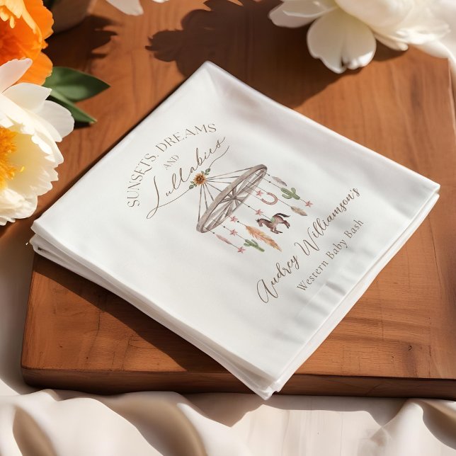 Boho Rustic Wagon Wheel Mobile Western Baby Shower Pappersservett (Boho Rustic Wagon Wheel Mobile Western Baby Shower Napkins)