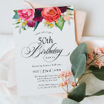 Boho Rustic Watercolor Blommigt 50:e Födelsedagsfe Inbjudningar<br><div class="desc">Denna underbart feminin och rustiska boho stil 50:e födelsedagsfest inbjudan har en stor palett i rik färg i terracotta, djupa persikor, burgundröd, lila, teal och gult. Den vackra vattenfärgen botaniska inslag har en naturinspirerad ekologisk dragningskraft och gör att inbjudan dyker upp med stil. Elegantens kalligrafi-skript spådomar ut ord "Birthday" med...</div>