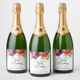 Boho Rustic Watercolor Blommigt 80 Birthday