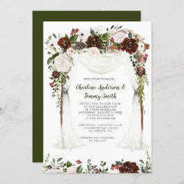 Boho Rustic Watercolor Blommigt Canopy Inbjudningar