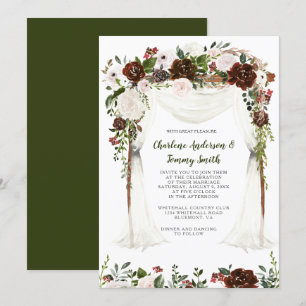 Boho Rustic Watercolor Blommigt Canopy Inbjudningar