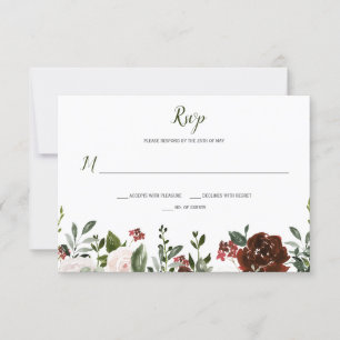 Boho Rustic Watercolor Blommigt Grund Gräns OSA Kort