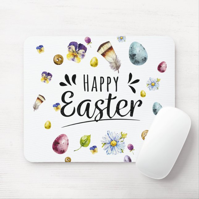 Boho Rustic Watercolor Colorful Glad påsk Musmatta (Med mus)