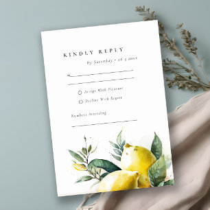 Boho Rustic Watercolor Gult Lemon Garden Wedding OSA Kort