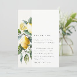 Boho Rustic Watercolor Gult Lemon Garden Wedding Tack Kort