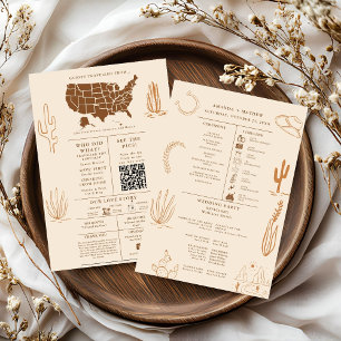Boho Rustic Western Cowboy Bröllop Info Graphic Inbjudningar