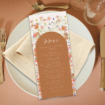 Boho Rustic Wildblomarch Fall Wedding Meny<br><div class="desc">Lägg till lite höstmagi till din bröllopsmottagning med den här Boho Fall Wildblomma terracottaWedMenu Ta med dig riken, romantisk skönhet från hösten till bord i bröllop med Boho Fall Wildblomme Bröllop Menu, en perfekt blandning av rustik charm och elegant. Den här handgjorda menyn är inspirerad av struktur och ett sjudande...</div>