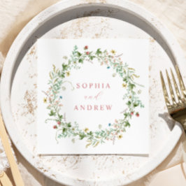 Boho Rustic Wildblomma Bröllop Napkins Pappersservett