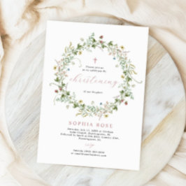 Boho Rustic Wildblomme Christening-inbjudan Inbjudningar