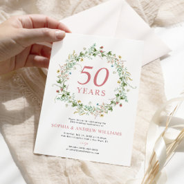 Boho Rustic Wildblommor 50:e Bröllop-årsdagen Inbjudningar
