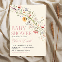 Boho Rustic Wildbloms Blommigt Baby Shower