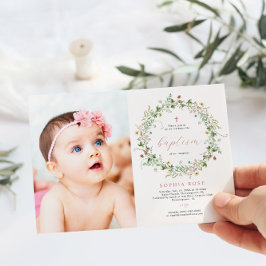 Boho Rustic Wildbloms Photo Baptism-inbjudan Inbjudningar